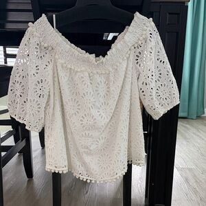Lilly Pulitzer White Eyelet Off-Shoulder Blouse